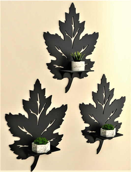 Pack of 4 Leaf Wall Shelf, Candle Flower Holder, Wall Decoration Items, Floating Wall Shelves